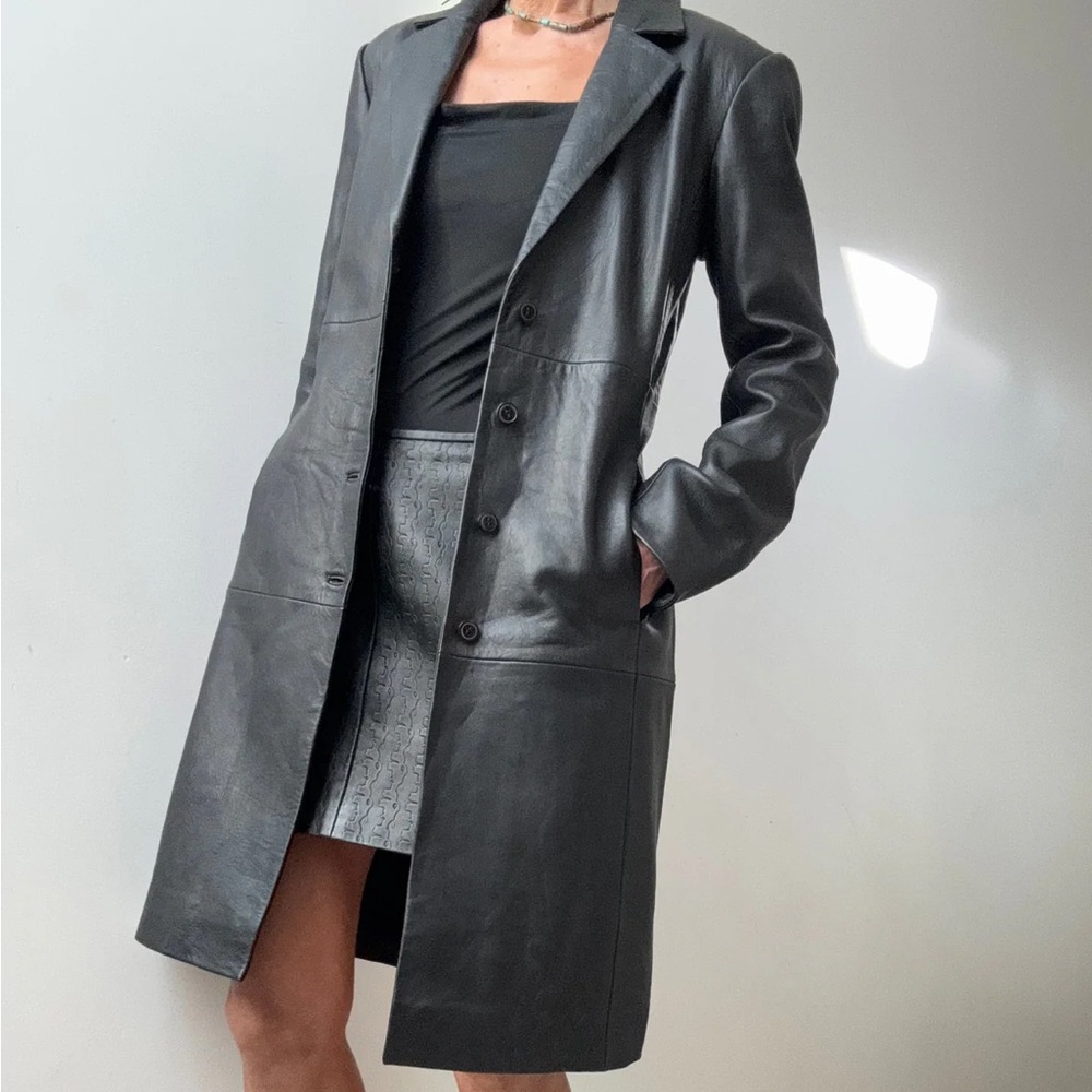 Reformation x Veda Crosby Longline 90s leather jacket